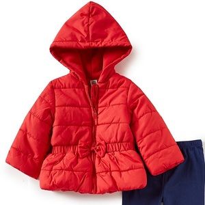 SOLD on X post. 3T red puffy coat. Never wornz
